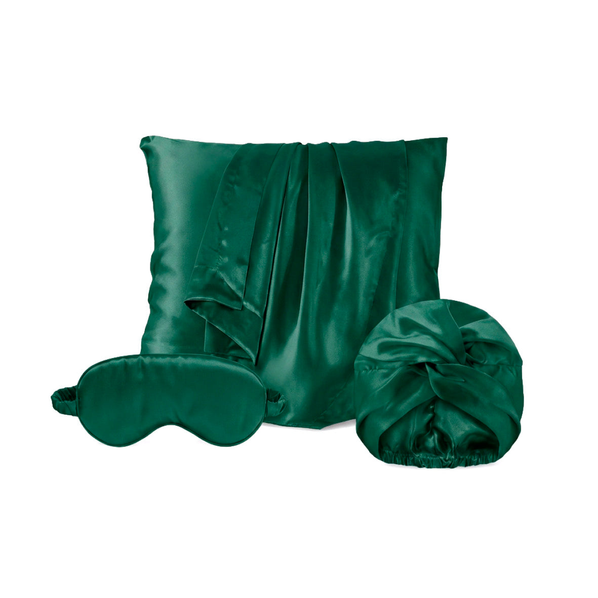 Silk pillowcase + sleep mask + sleep bonnet - Lunéia Sage green