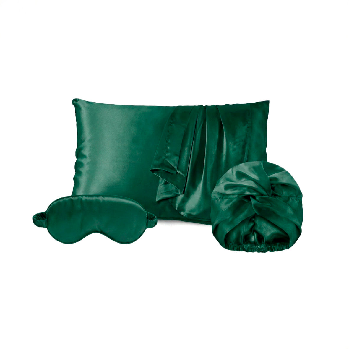 Silk pillowcase + sleep mask + sleep bonnet - Lunéia Sage green