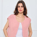 GILET TRICOT SANS MANCHES THEOLINE ROSE CLAIR - André