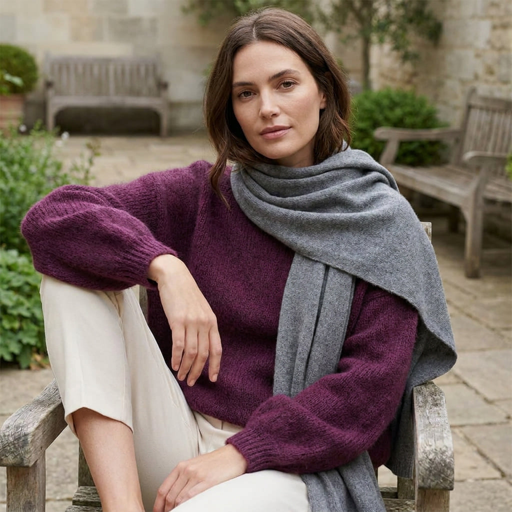 URSOLA - MELANGE KID MOHAIR ET LAINE - PRUNE - TU - PULL