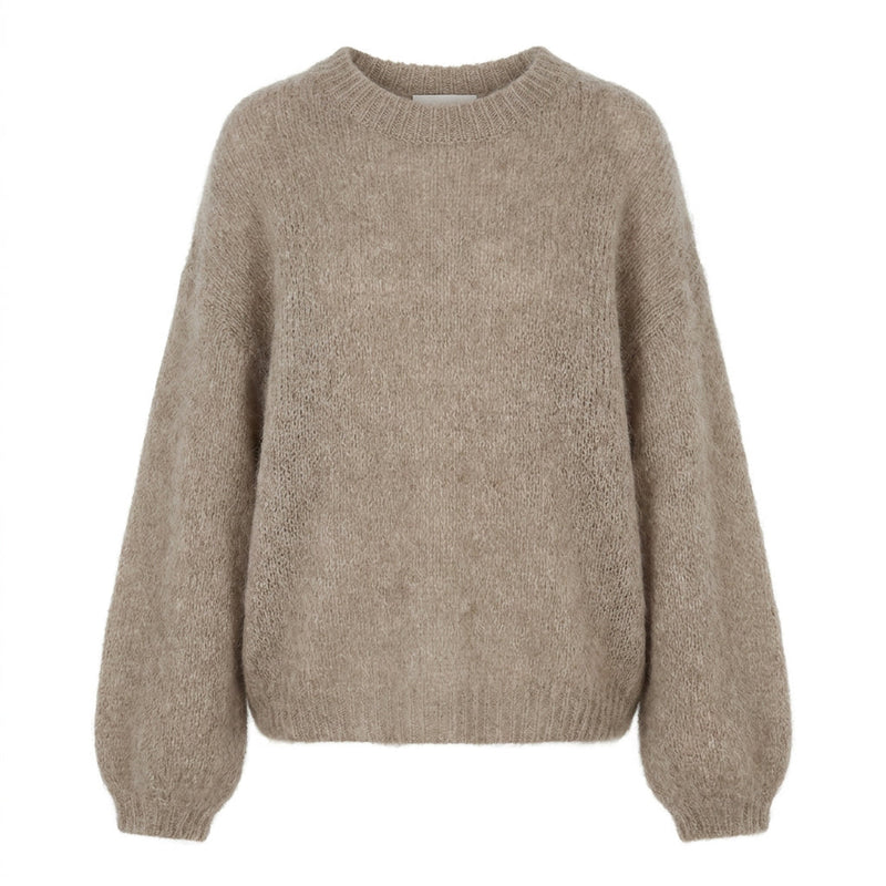 URSOLA - MELANGE KID MOHAIR ET LAINE - TAUPE - TU - PULL
